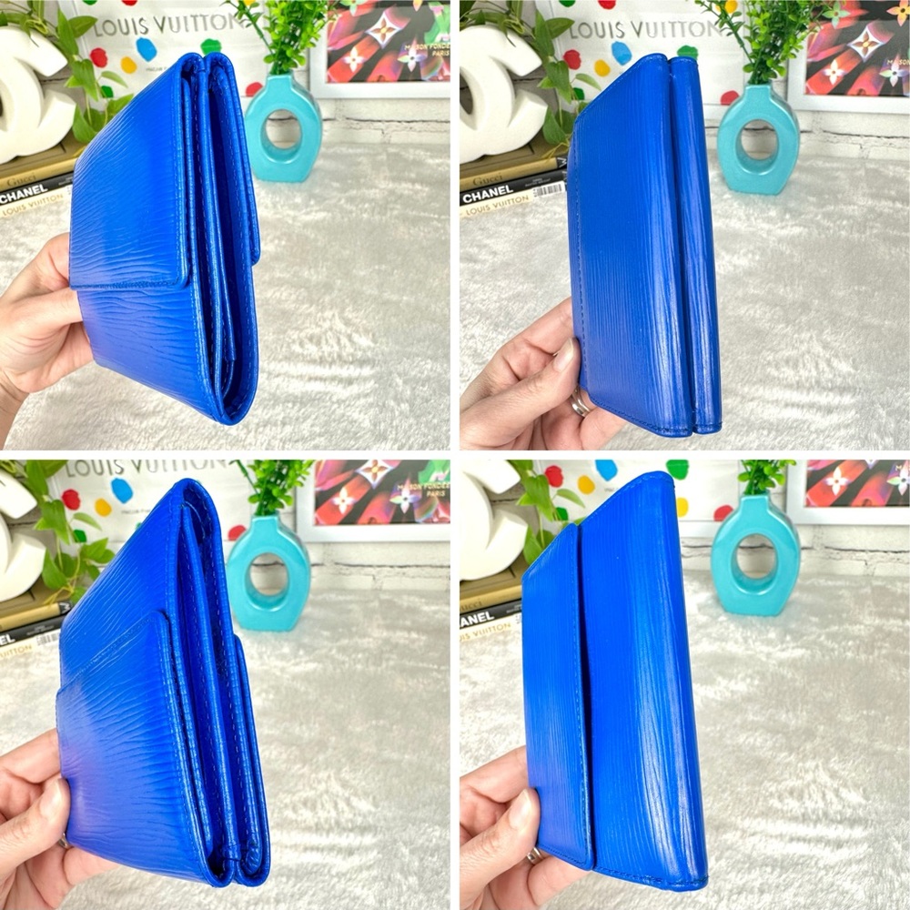 Louis Vuitton Epi Leather Blue Compact Trifold Wallet VINTAGE. NICE! - Picture 3 of 16